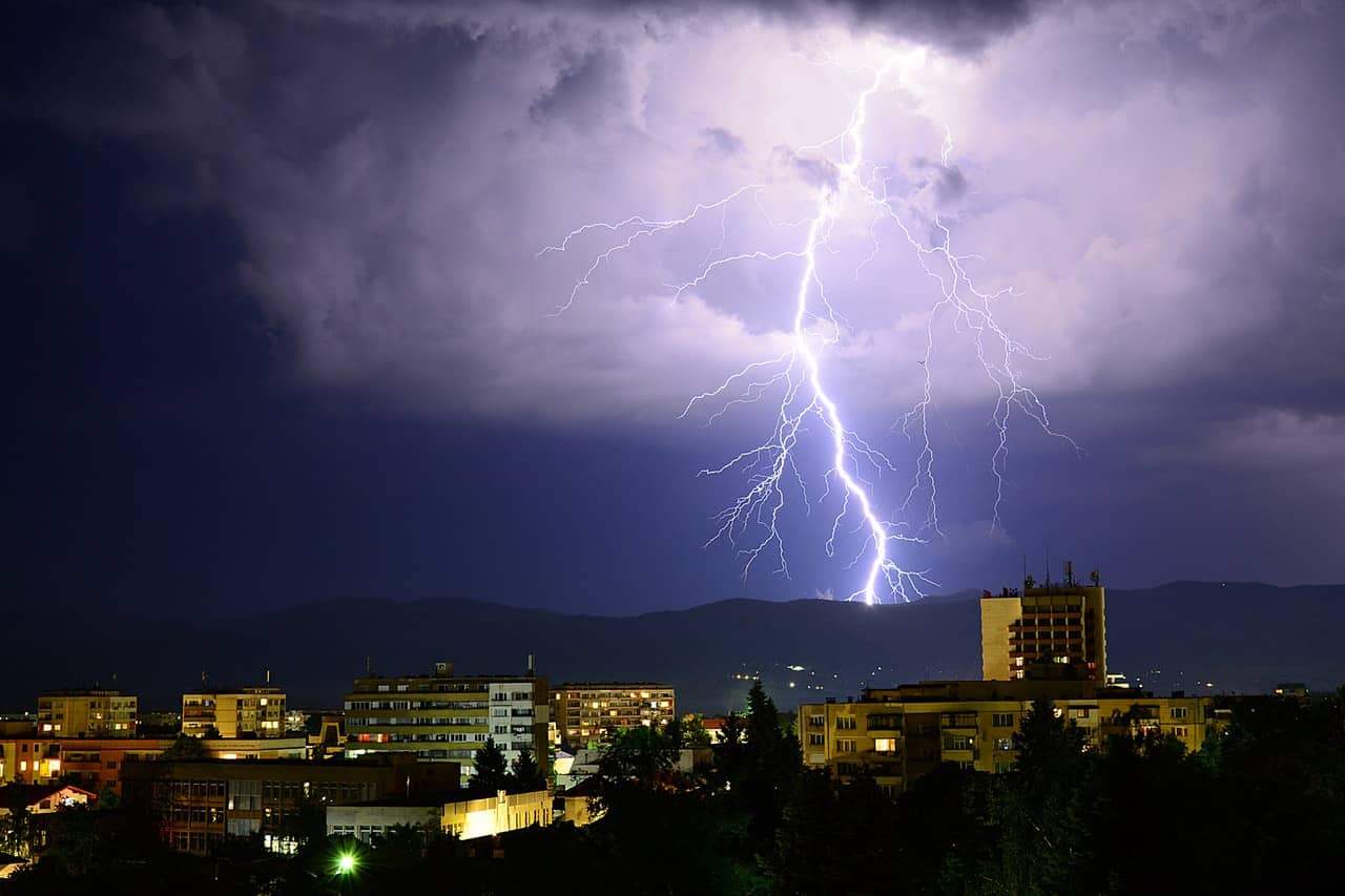 lightning striking